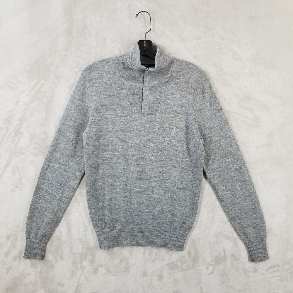 B Draddy Sweater Men S Gray 100% Alpaca High Neck 1/4 Zip Pullover Golf‎ Outdoor